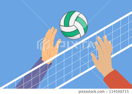 3D Isometric Flat Vector Illustration of Volleyball Game, Beach Outdoor Activities 114508715