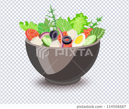 Greek salad in ceramic plate on white 114508887