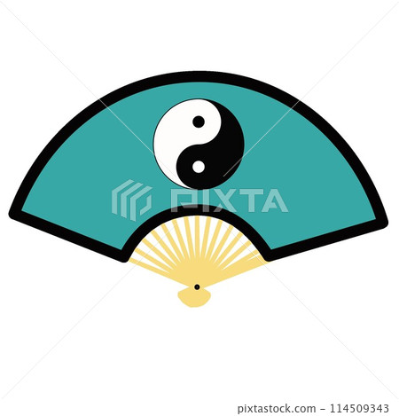 畫有陰陽的扇子插圖 114509343