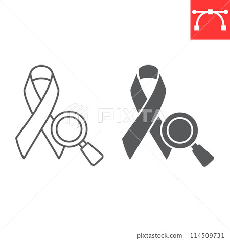 Cancer prevention line and glyph icon Cancer prevention line and glyph icon 114509731