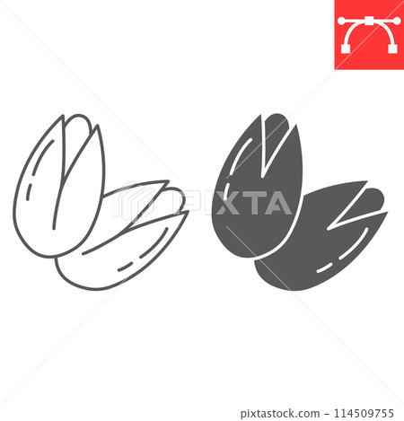 Pistachio line and glyph icon Pistachio line and glyph icon 114509755