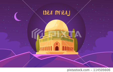 Isra Miraj illustration in flat design Isra Miraj illustration in flat design 114509806