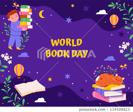 World book day background in flat design 114509823