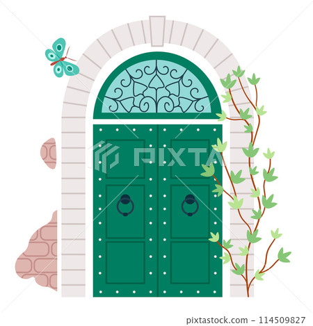 Flat design door composition background with elegant style 114509827