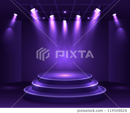Realistic 3d violet lights composition 114509828