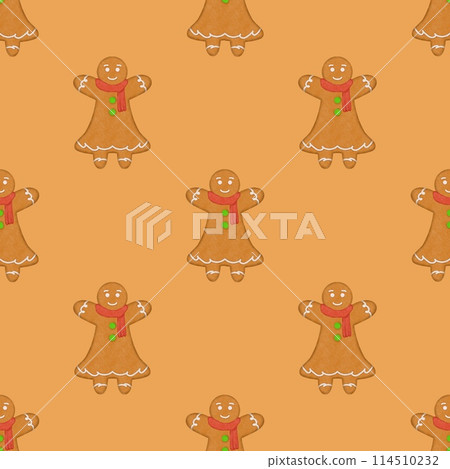 seamless pattern with gingerbread people 114510232