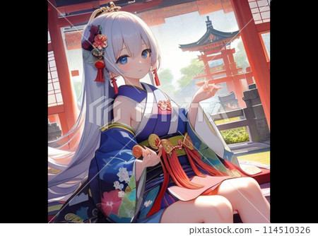 A beautiful, innocent girlfriend in a traditional Japanese outfit 114510326