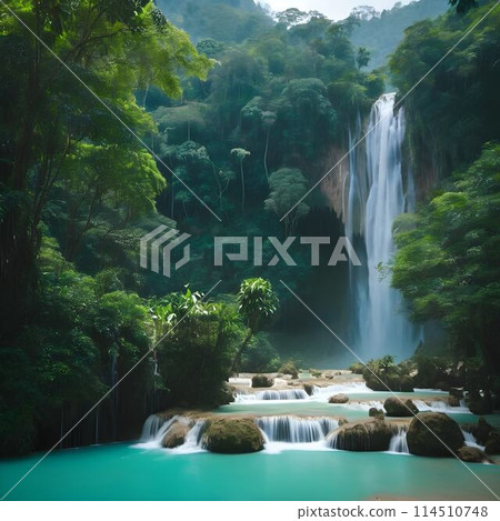 Nature's Symphony: Exploring the Majestic Beauty of Waterfalls and Forests 114510748