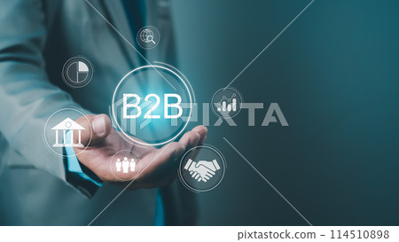 B2B marketing concept, business to business, e commerce, Professional business and commerce collaboration, Technology digital Marketing, Business action plan Strategy, internet online marketing. 114510898