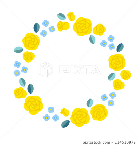 Vector illustration circular frame of yellow roses 114510972