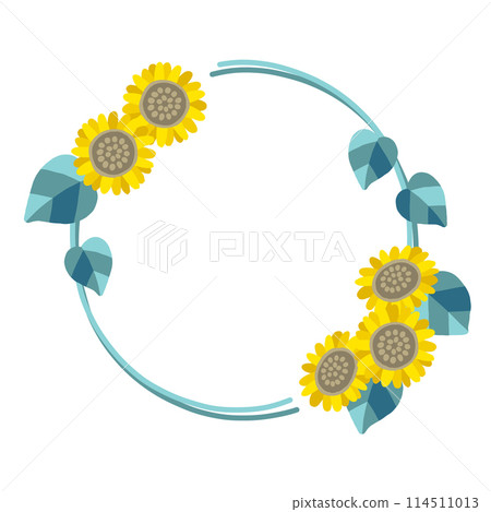 Vector illustration circular frame with sunflowers Vector illustration circular frame with sunflowers 114511013