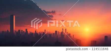 The sun rises over the city 114511646