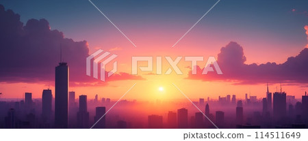 The sun rises over the city The sun rises over the city 114511649