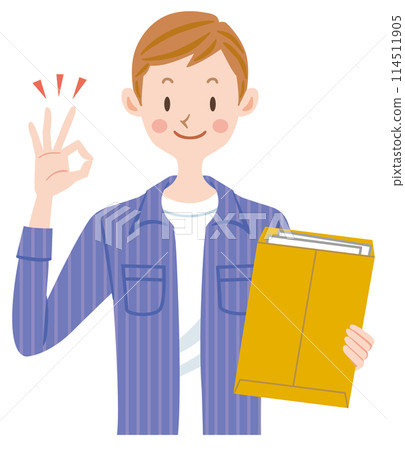 Illustration of a man submitting a tax return Illustration of a man submitting a tax return 114511905