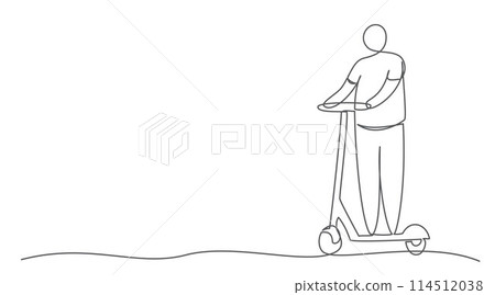 Electric scooter One line drawing on white background 114512038