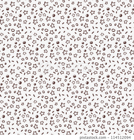 Doodle star and drop seamless pattern. Hand drawn texture monochrome vector illustration background for surface design, textile, fabric, scrapbook or wallpaper Doodle star and drop seamless pattern. Hand drawn texture monochrome vector illustration background for surface design, textile, fabric, scrapbook or wallpaper 114512094