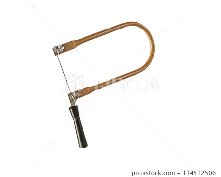 Manual joiner's tool. Jigsaw for cutting plywood, white background 114512506