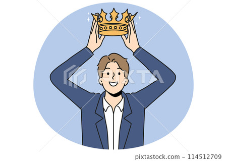 Smiling businesswoman out crown on head Smiling businesswoman out crown on head 114512709