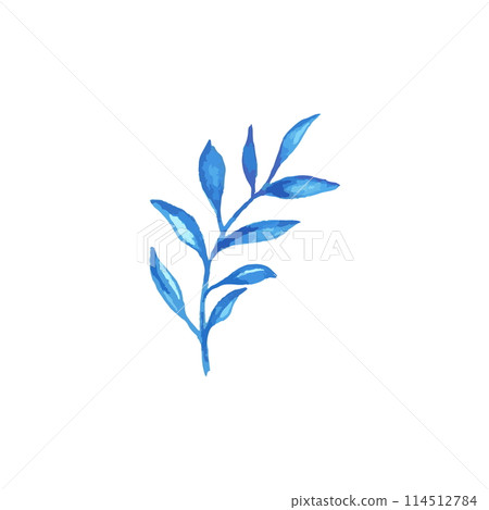 Blue watercolor leves for logo or wedding invitations 114512784