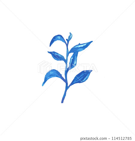 Blue watercolor leves for logo or wedding invitations 114512785