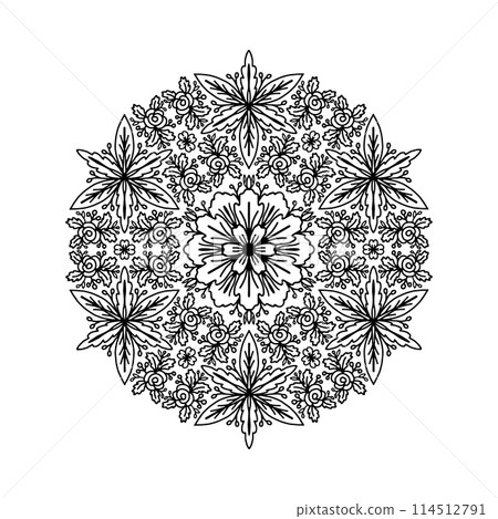 Black and white floral elements Black and white floral elements 114512791