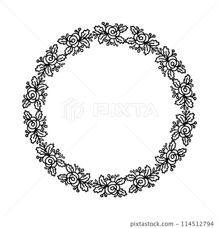 Black and white floral elements for design card , invitations or colorin page Black and white floral elements for design card , invitations or colorin page 114512794
