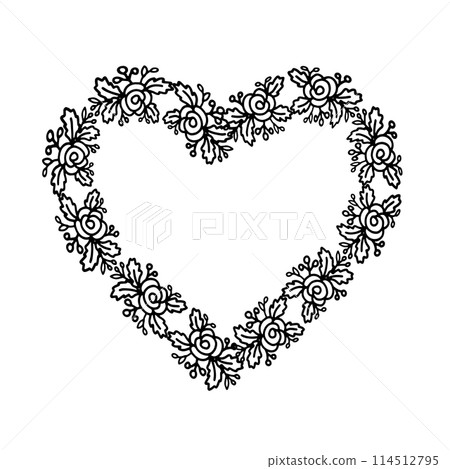 Black and white floral elements for design card , invitations or colorin page 114512795