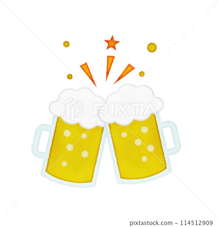 Hand-drawn vector illustration of a toast with beer Hand-drawn vector illustration of a toast with beer 114512909