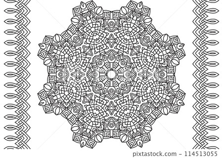 Mandala line art drawing coloring page 114513055