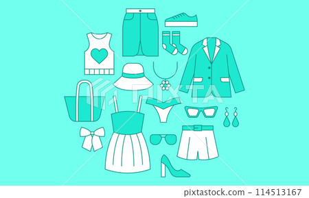 Clothes icon on Blue color vector flat 114513167
