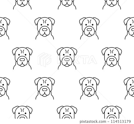 Seamless vector pattern of dog head thin line 114513179