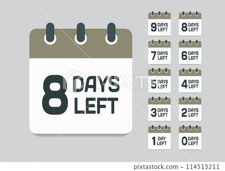 Countdown daily page calendar icon - 8 days left 114513211