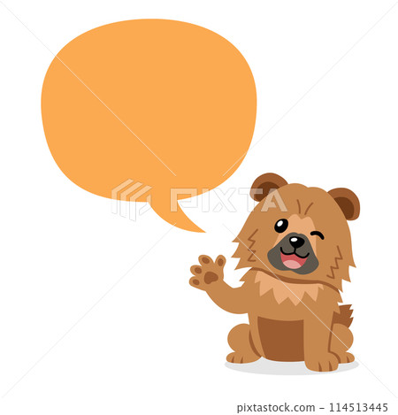 Vector cartoon character cute chow chow dog with speech bubble 114513445