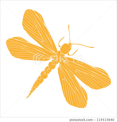 Dragonfly yellow silhouette art illustration. Insect butterfly for stickers, tattoo, silhouette, scrapbook. Winged gorgeous animal. Vector hand drawn illustration, isolate on white background Dragonfly yellow silhouette art illustration. Insect butterfly for stickers, tattoo, silhouette, scrapbook. Winged gorgeous animal. Vector hand drawn illustration, isolate on white background 114513640