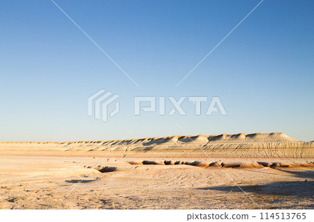 Kyzylkup area landscape, Mangystau desert. Rock strata formations 114513765