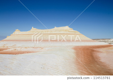 Kyzylkup rock strata landscape, Mangystau desert, Kazakhstan Kyzylkup rock strata landscape, Mangystau desert, Kazakhstan 114513781