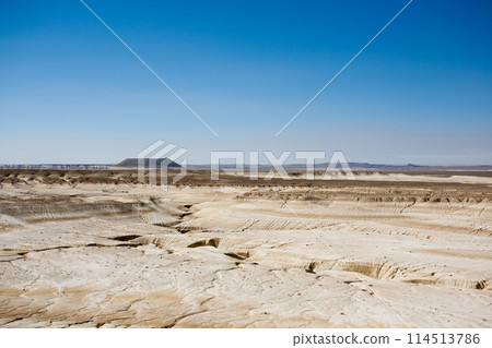 Kyzylkup plateau landscape, Mangystau desert. Rock strata formations 114513786