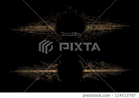 Round isolated frame with gold glitter on a black background, set Round isolated frame with gold glitter on a black background, set 114513787