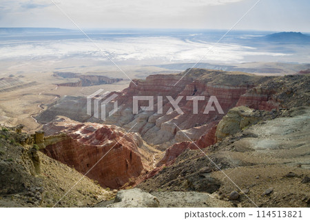 Mangystau region landscape, Kokesem area, Kazakhstan. Monument rock view Mangystau region landscape, Kokesem area, Kazakhstan. Monument rock view 114513821