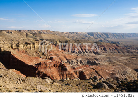 Mangystau region landscape, Kokesem area, Kazakhstan. Monument rock view 114513822