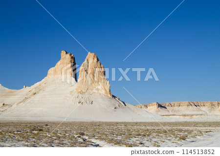 Rock pinnacles in Bozzhira valley view, Kazakhstan Rock pinnacles in Bozzhira valley view, Kazakhstan 114513852