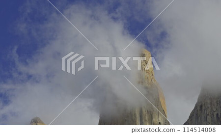 Torres del Paine Peaks Shrouded in Misty Clouds 114514008