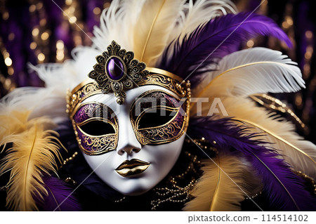 Gold carnival mask on black background. Gold carnival mask on black background. 114514102