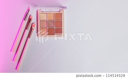 Background with decorative cosmetics on dressing table in makeup room Background with decorative cosmetics on dressing table in makeup room 114514329