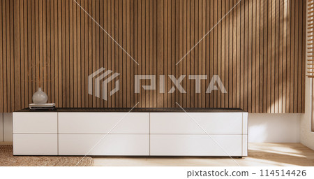 Cabinet wooden design on white room interior modern style.3D rendering 114514426