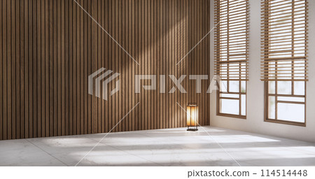 Mock up interior concept Empty room wood docoration wall on granite floor. Mock up interior concept Empty room wood docoration wall on granite floor. 114514448