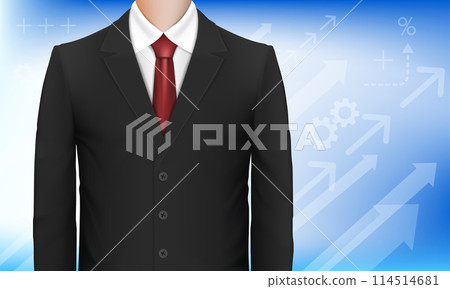 Businessman in a black suit stands on an abstract background 114514681