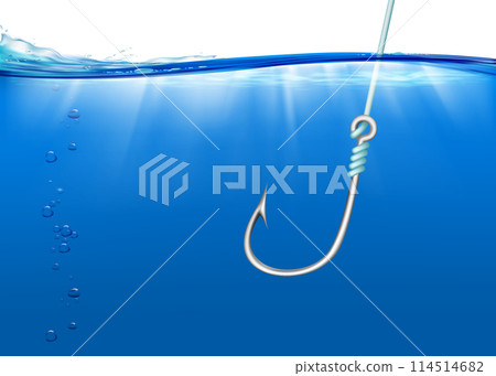 Fishing hook underwater. Stock vector illustration 114514682
