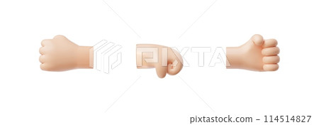 Clenched fist set in 3D style, symbolizing power and protest on a white background Clenched fist set in 3D style, symbolizing power and protest on a white background 114514827