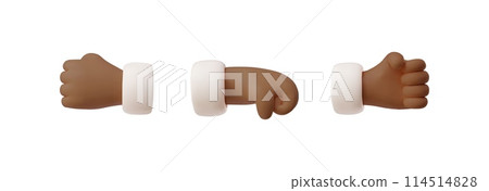 3D clenched fists set vector icon illustration 3D clenched fists set vector icon illustration 114514828